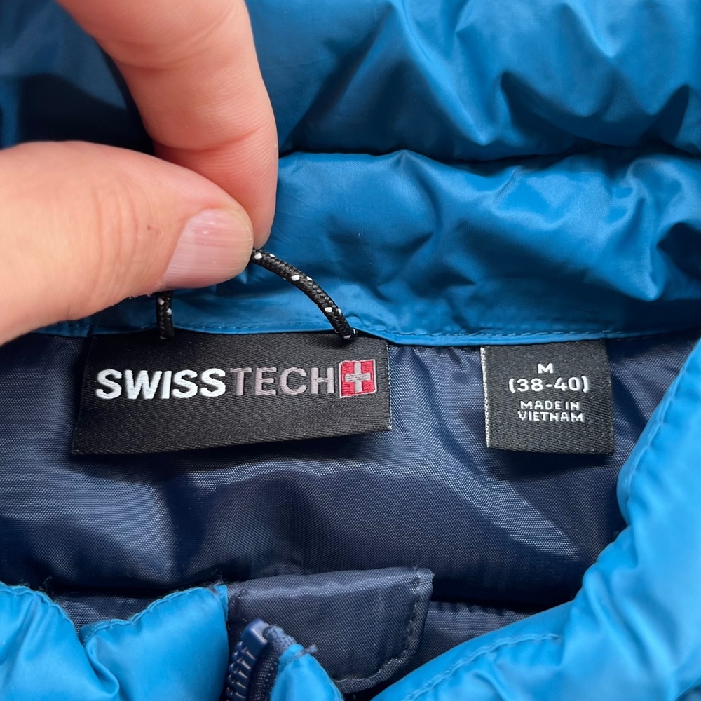 Swiss Tech Mens Puffer Vest Blue Quilted Full Zip Sleeveless Jacket SM40604Y M - Picture 5 of 8